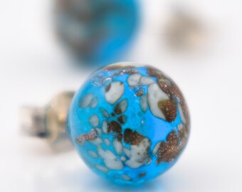 Orecchini in glass of Murano and Argento 925, azzurro, avorio and avventurina
