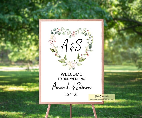 Heart Wedding Signs Printable Wedding Welcome Sign Wedding - Etsy Australia