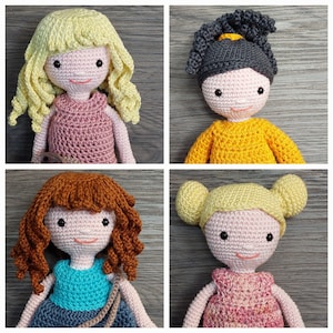 Crochet pattern - Dress-up doll "Annabell" with many different hairstyles and dresses