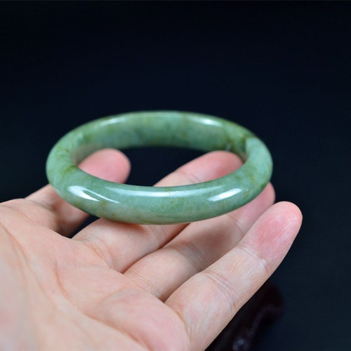 Natural Green shops White Jadeite Jade Bangle Bracelet 55mm 060320105