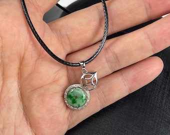 Green Jade Donut Pendant, Sterling Silver Gourd, Grade-A Jadeite JPT00000007