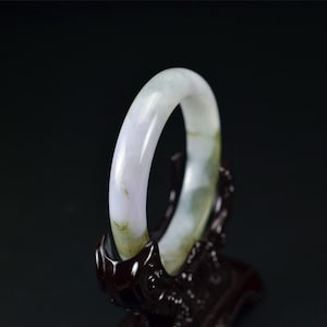 White Hand carved natural jade bracelet jadeite bangle 55mm 06032075