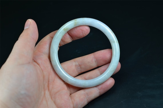 大型天然グリーン翡翠バングル ビルマ産ブレスレット 59mm BG01590003