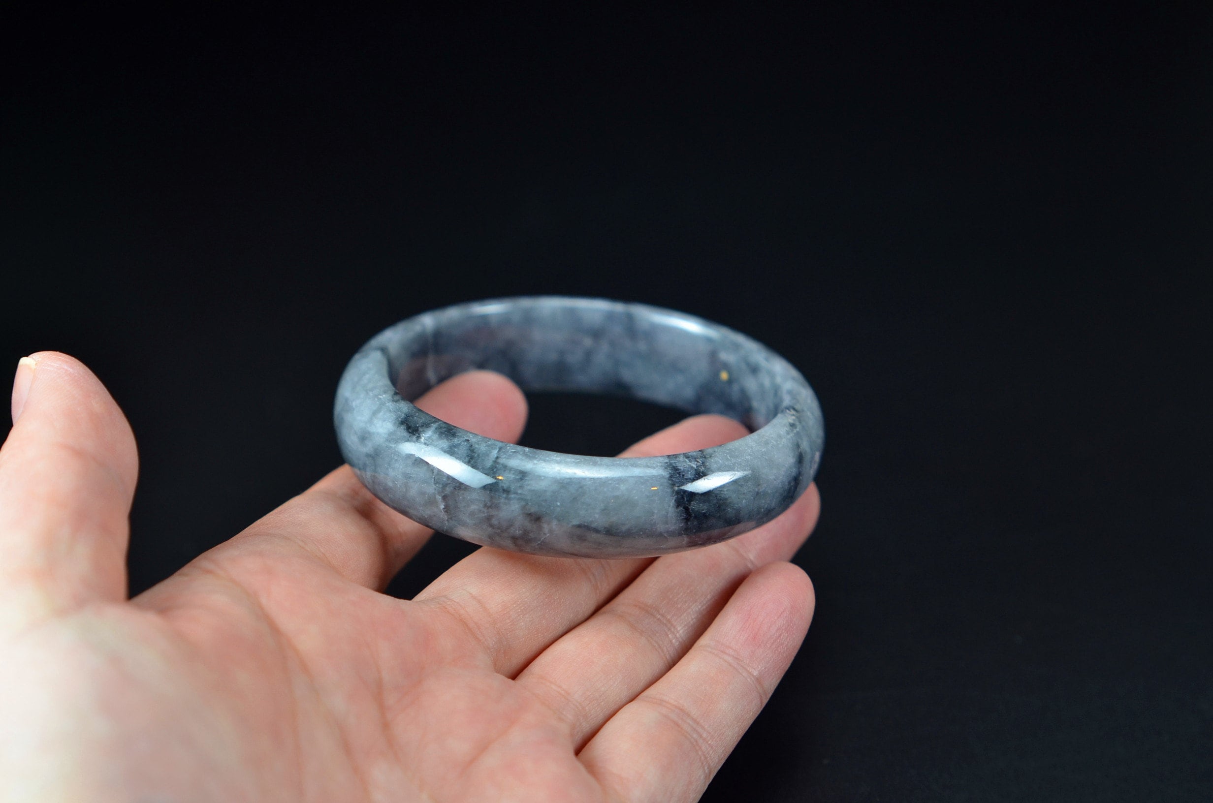 天然黒翡翠バングル 58 mm 20052062 - Etsy 日本