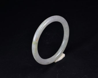 Jade bracelet, Grade A natural untreated Jadeite jade Myanmar, Jade Bangle green hand carve 52mm 2110