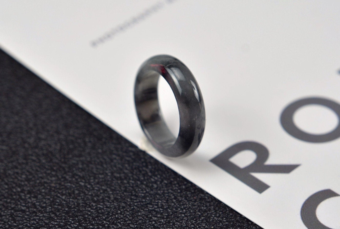 Jade Rings Stone Band Ring Black 17.9mm G21 - Etsy