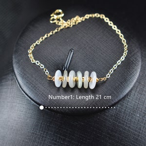 Jade stone drops 14K gold filled jadeite bracelet chain handmade 13122013