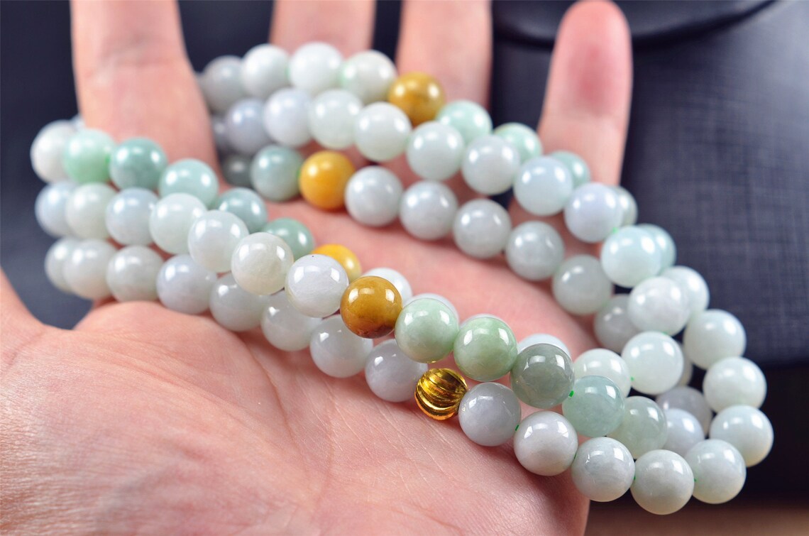 Multicolor jade beads real genuine Burma jadeite bracelet 9 mm | Etsy