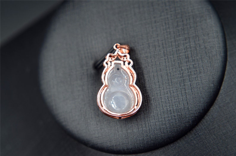 genuine jadeite gourd pendant untreated Burma jade,NO chain included silver 925 rose gold color setting natural jade