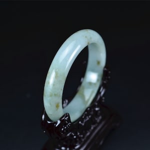 Gelb weiß natürliche Grade A Jade Armreif Myanmar Jadeit Armband 54mm 14022025