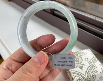 Brazalete de jade verde chino, jadeíta de grado A, joyería asiática, 56 mm, BG01560017