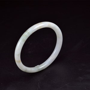 Light green jade bangle genuine handmade Burma jade bracelet 60mm 2143