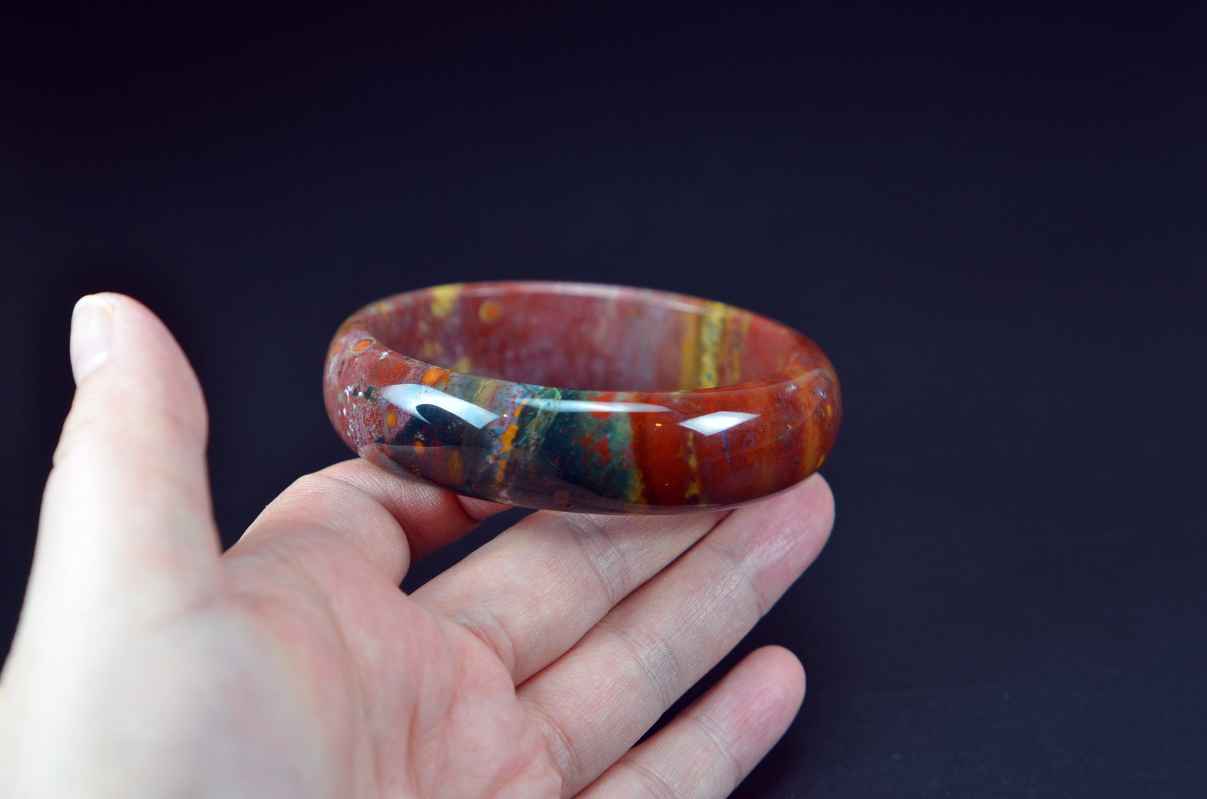 JasperJewelry マルチカラー オーシャンジャスパー ブレスレット 61 mm