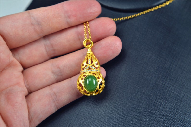 Bi jade Jasper green Jasperite silver 925 necklaces Guard 03072056
