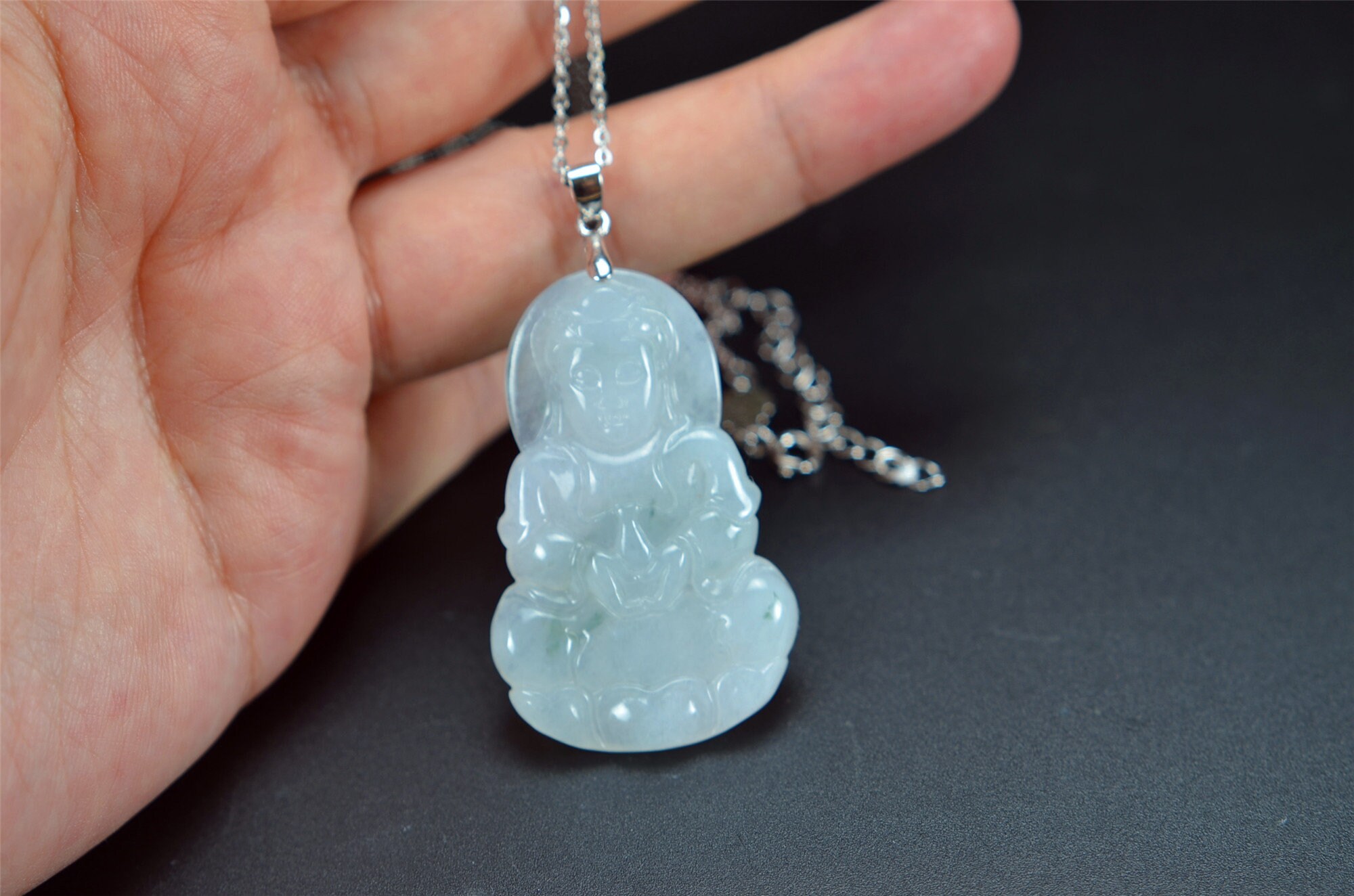 Kwan yin green jade pendant Chinese Buddhism jadeite Guanyin Etsy