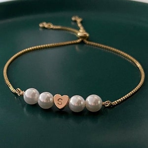 Braccialetto a forma di cuore di perle, gioiello da sposa personalizzato per damigella d'onore, bambina, bambina, cognata, suocera, regali di nozze