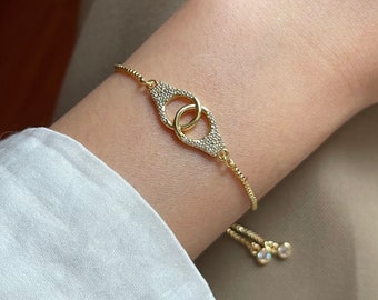 Adjustable Handcuffs Bracelet, Partners in crime gift, Partners in Crime Bracelet, Friendship gift, Best Friend Bracelet, BFF Bracelet Gift