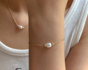 Bracelets de demoiselles d'honneur, cadeau pour elle, cadeau d'anniversaire pour maman, meilleure amie, soeur, bracelet réglable, bracelet de perles de perles d'eau douce naturelles