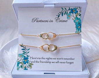Partners in Crime Wish Adjustable Bracelet, Handcuff Bracelet, BFF, Bff gift, Best Friend Gift, Friendship Bracelet and Necklace