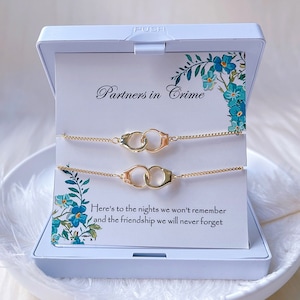Pulsera ajustable con deseos de socios en el crimen, pulsera con esposas, mejor amiga, regalo para mejor amiga, regalo para mejor amiga, pulsera y collar de la amistad