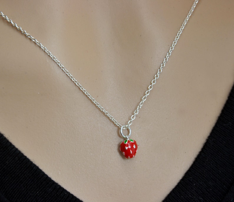 Strawberry Necklace Cute Necklace Bridesmaid Necklace Fruit Etsy