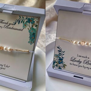 Regalo personalizado para dama de honor, joyería de boda para niña de las flores, cuñada o suegra, pulsera de perlas de agua dulce con inicial en forma de corazón. imagen 8