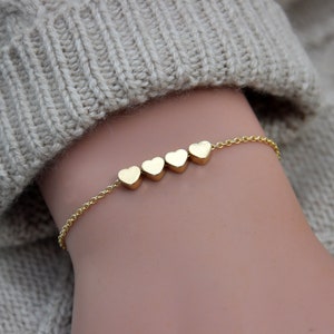 Three Sisters Jewelry, 4 Sisters gift, Best Friend Bracelet, Friendship Jewelry, BFF bracelet, Heart Bracelet, Gold Bracelet