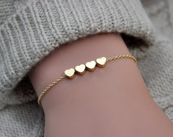 Three Sisters Jewelry, 4 Sisters gift, Best Friend Bracelet, Friendship Jewelry, BFF bracelet, Heart Bracelet, Gold Bracelet