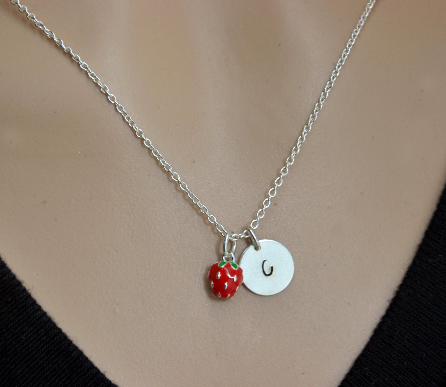 Strawberry Necklace Cute Necklace Bridesmaid Necklace Fruit Etsy