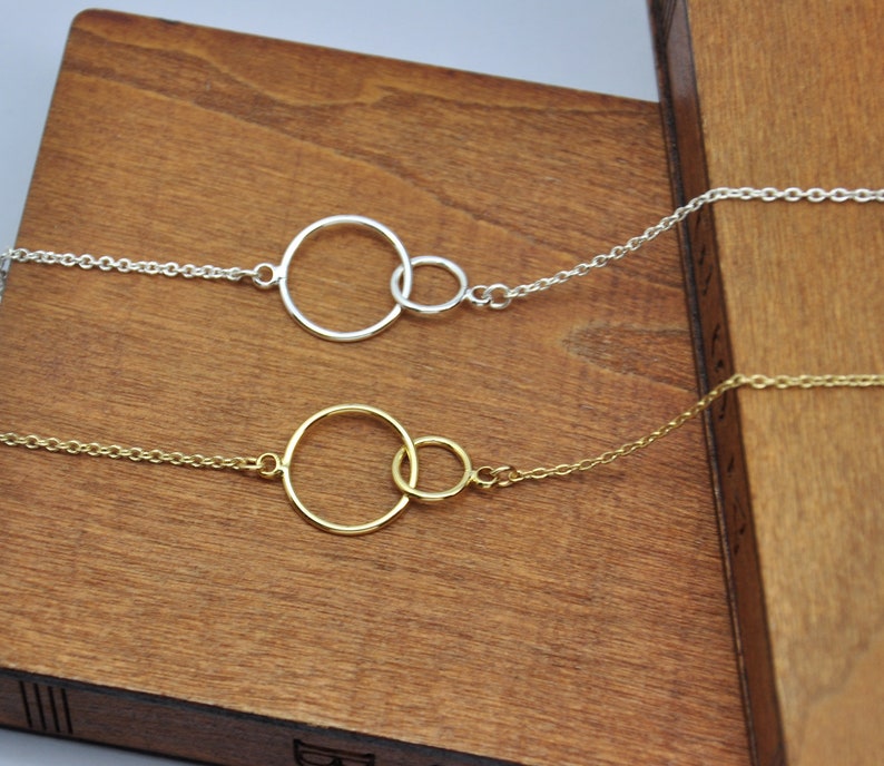 Two Circle Bracelet Interlocking Circle Bracelet Karma Etsy