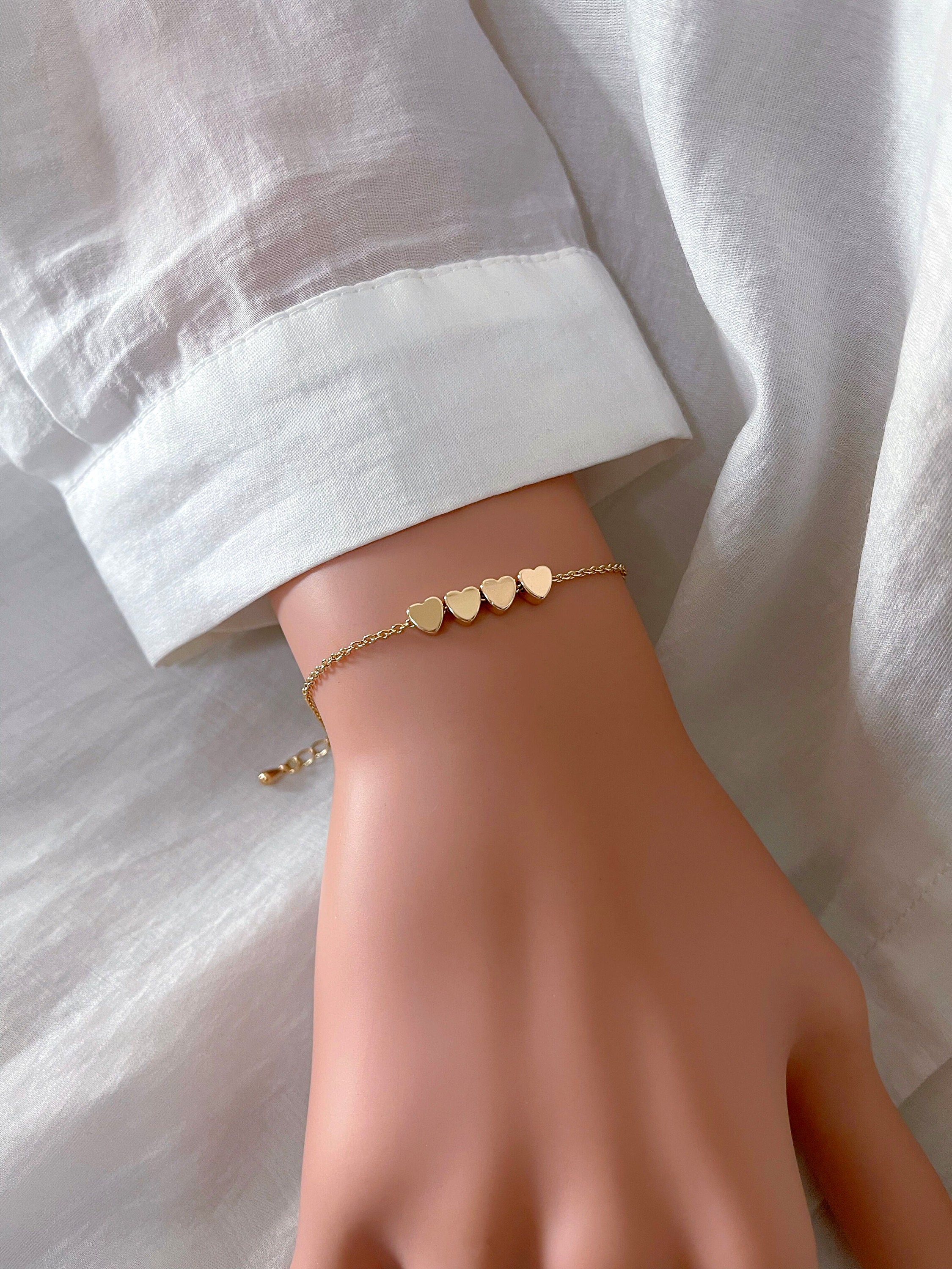 Three Sisters Jewelry, 4 Sisters gift, Best Friend Bracelet, Friendship Jewelry, BFF bracelet, Heart Bracelet, Gold Bracelet