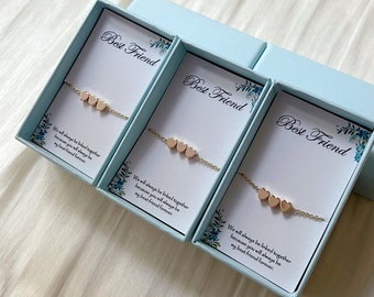 Personalized Engrave Initial Heart Bracelet, Four Friends, Best Friends Bracelet, Soul Sisters To my Sisters Friendship Gift, BFF bracelet