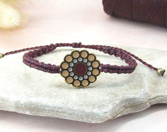 Colorful flower macrame bracelet, adjustable bracelet