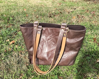 Lined Leather Tote Bag