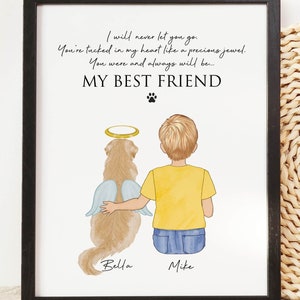 Dog Memorial Gift for Kids, Pet Memorial Gift, Memorial Portrait, Dog Passing Away Gift, Pet Loss Gifts Kids,Pet Illustration Painting Print