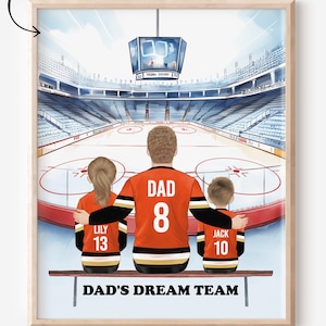 Personalisiertes Vatertagsgeschenk für Hockey-Papa von Kindern, Papa-Geburtstagsgeschenk, individuelles Eishockey-Familienporträt, Geschenk für Ehemann