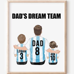 Personalized Christmas Gift for Dad from Kid, Soccer Family Portrait Print, Soccer gifts for Dad, Daddy Birthday Gift,Custom Family Portrait