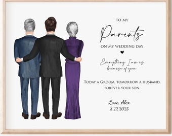 Retrato de los padres del novio, regalo de boda para los padres del novio, dibujo personalizado de la madre y el padre del novio, recuerdo de boda personalizado