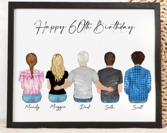 Personalized 60th Birthday Gift for Dad or Grandpa, 50th, 70th, 80th, 90th Birthday Wall Art, Gifts ideas for dad birthday from daughter son