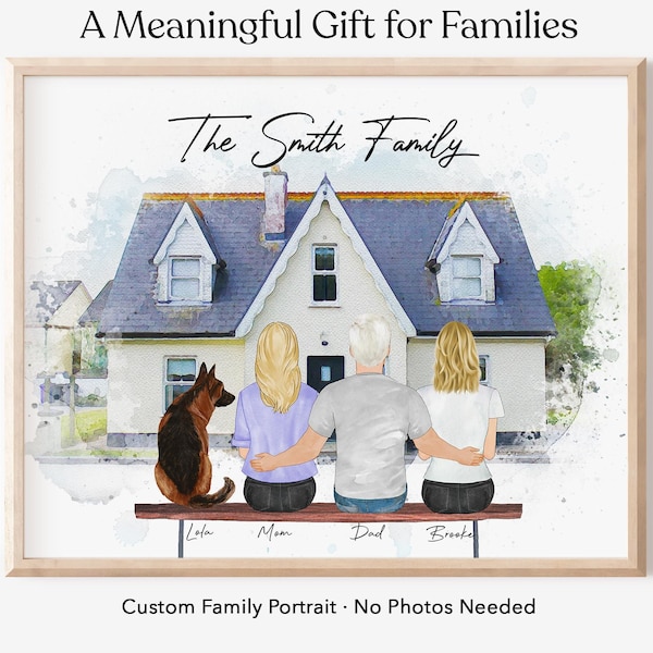 Custom Family House Portrait from Photo, Personalized Housewarming First Home Owner Gift, Watercolor House Drawing, Mothers Day Gift for Mom