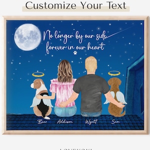 Dog Memorial Gift, Pet Memorial Picture, Memorial Portrait, Dog Remembrance Gift, Multiple Dogs Memorial,Dog in Heaven Personalized Wall Art