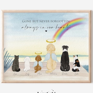 Rainbow Bridge Dog Wall Art, Pet Memorial Gift, Family Pet Portrait, Dog Owner Gift, Cat Owner, Dog Lover Gift, Pet Lovers, Memorial Print