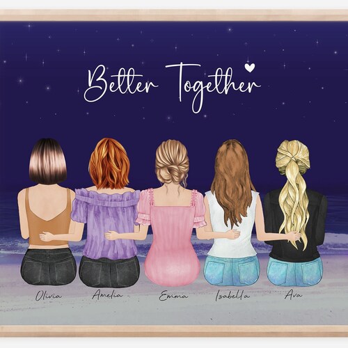 Custom Best Friend Portrait PRINTABLE Personalized BFF Etsy