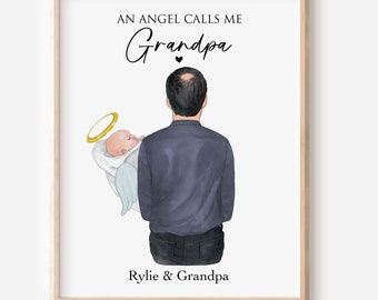 Grandpa of angel, Baby loss gift, Baby Memorial Gift for Grandfather, Personalized Bereavement Keepsake, infant loss gift, Baby Angel Wings