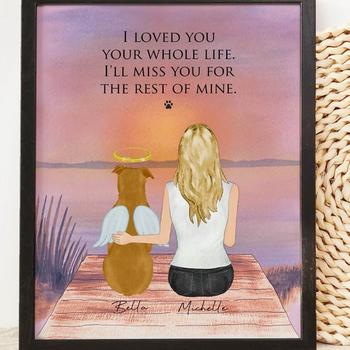 Dog Memorial Gift for Her Personalized Pet Custom Portrait Etsy