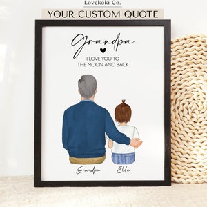 Personalized Gift for Grandpa from grandkid, Custom Grandfather Gift Present from Grandson, Birthday gift for Papa, Pawpaw, Pop Drawing