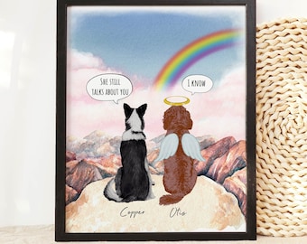 Pet Memorial Gift, Rainbow Bridge Dog Memorial Gift Remembrance Gift Portrait Pet Loss in Memory of Dog They still talk about you dog print