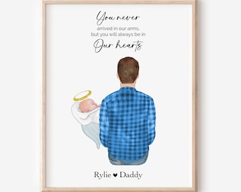 Dad of angel, Baby loss gift, Baby Memorial Gift for Daddy, Personalized Bereavement Keepsake, infant loss gift, Baby Angel Wings in heaven,