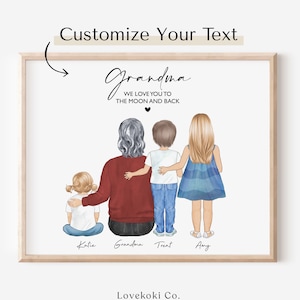 Personalized Christmas Gift for Grandma. Grandmother Gigi Nana Gift ideas, Grandmother & Grandkids, grandson print art, Mimi Birthday gift