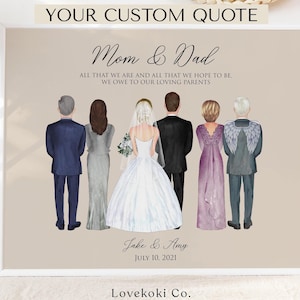 Wedding Gift for Parents from Bride and Groom, Wedding gift for mom, wedding family drawing, Family wedding gift for parents on wedding day